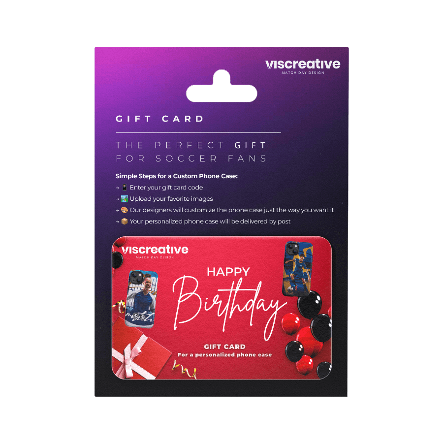 Best soccer gift: Gift card for a custom phone case with your own photo & name