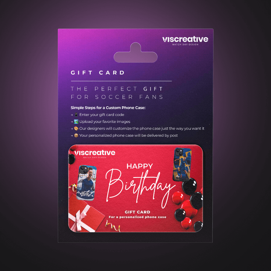 Best soccer gift: Gift card for a custom phone case with your own photo & name